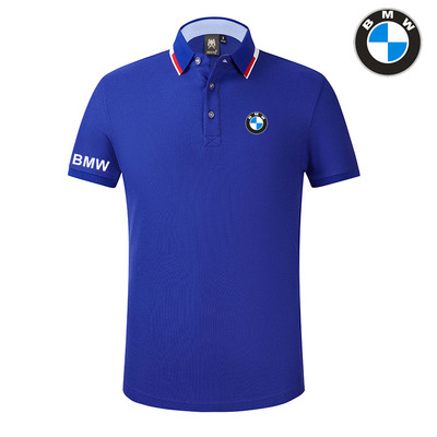 2022 Polo BMW Homme Logo sur la manche Droite Col Contrasté Coton Respirant